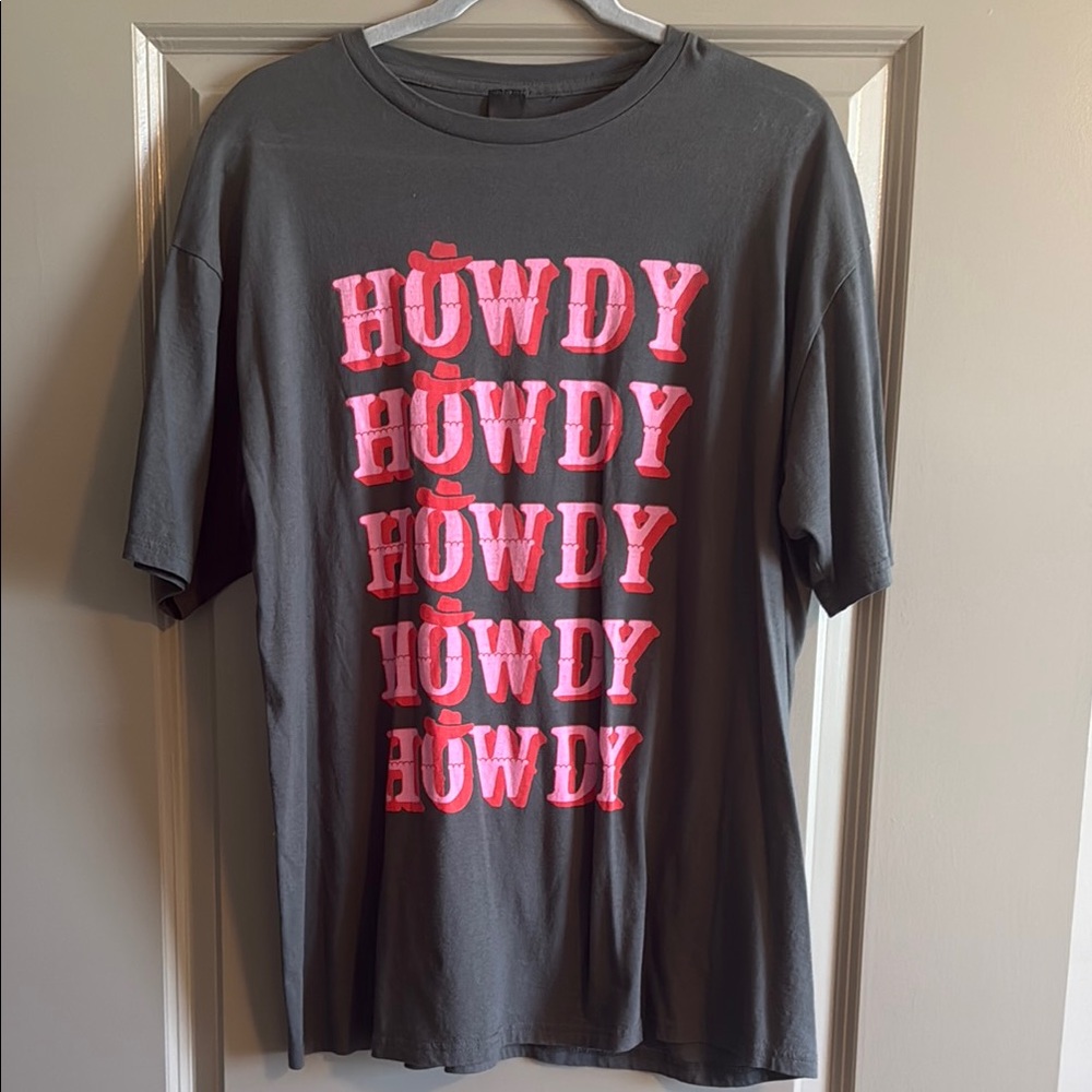 Sweet Claire Gray and Pink Short Sleeve Tee Howdy Rowdy